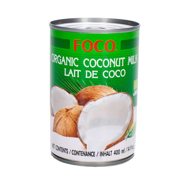 Переработанная мякоть кокосового ореха ORGANIC "FOCO" (10-12%), 400мл, кокосовое молоко, масло