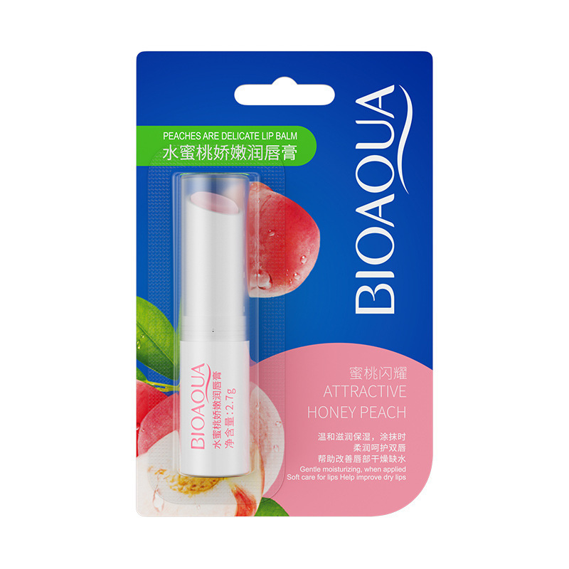 Бальзам для губ с экстрактом персика Bioaqua, 2.7г, для губ