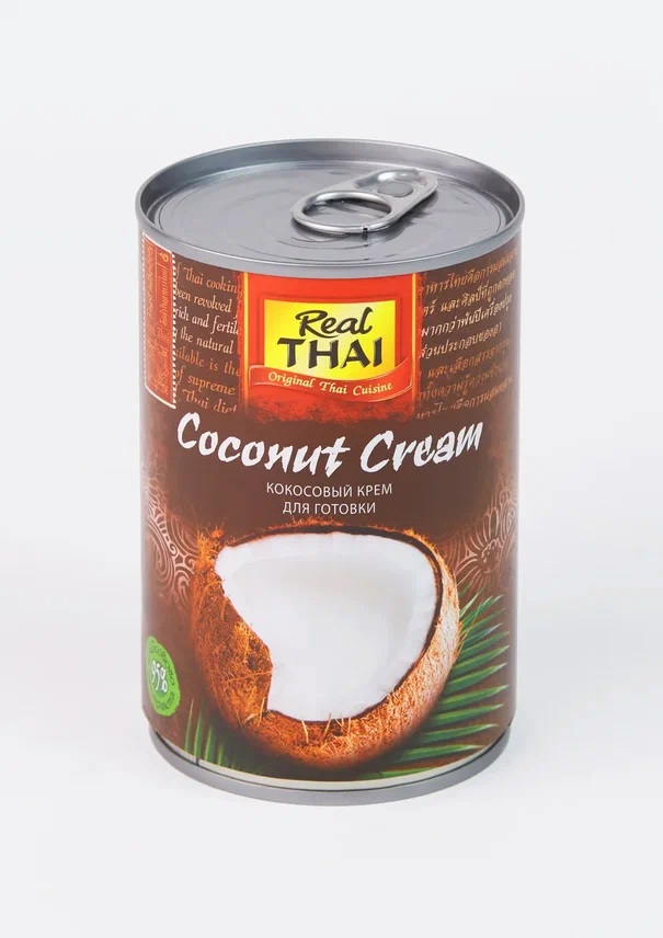 Кокосовые сливки Real Thai 95%, 400 мл, кокосовое молоко, масло