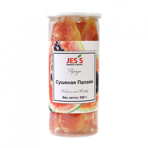 Папайя сушеная JESS банка, 500г, фрукты, сладости, снеки