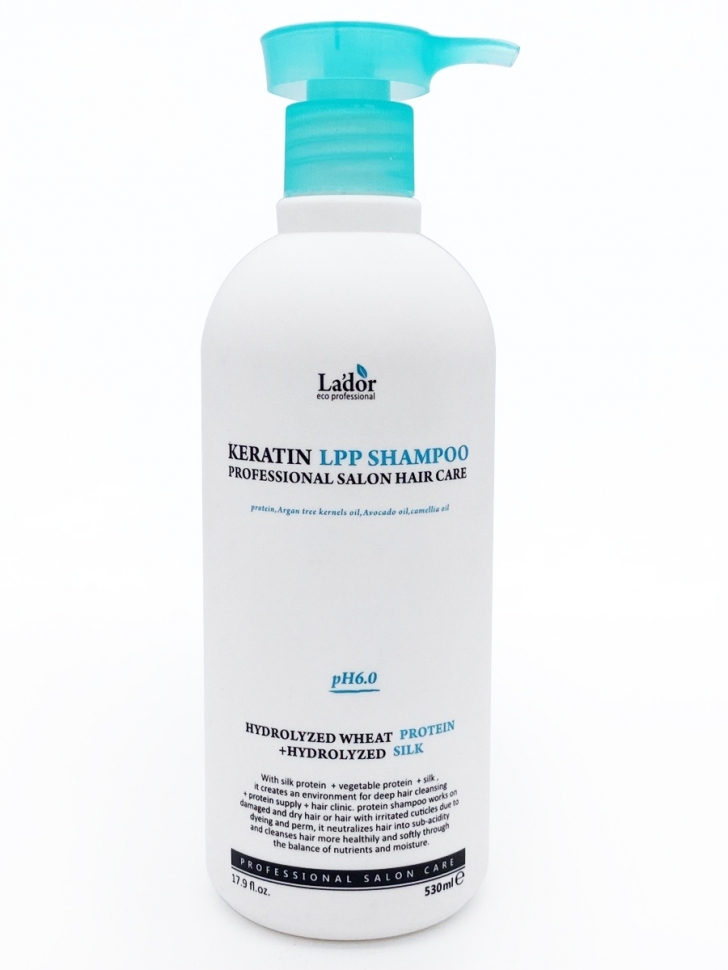 Безсульфатный шампунь с кератином Lador Keratin LPP Shampoo, 530 мл, шампуни, скрабы 