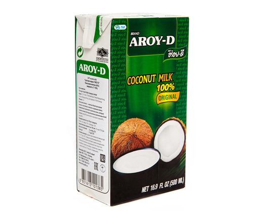 Кокосовое молоко Aroy-D, 0,5 л, кокосовое молоко, масло