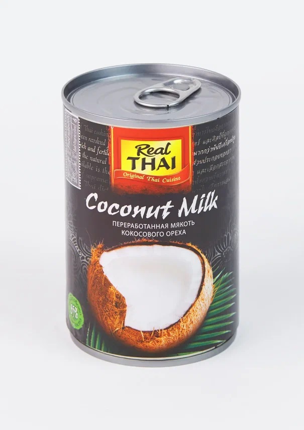 Молоко кокосовое Real Thai, 400 мл, кокосовое молоко, масло