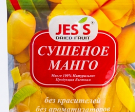 Манго сушеное JESS пачка, 500 г, фрукты, сладости, снеки