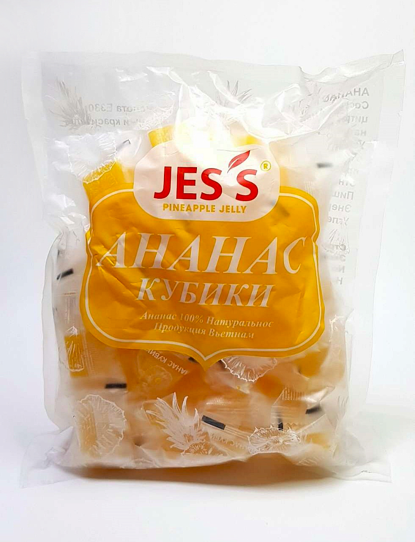 Ананас кубики JESS, 500 г, фрукты, сладости, снеки