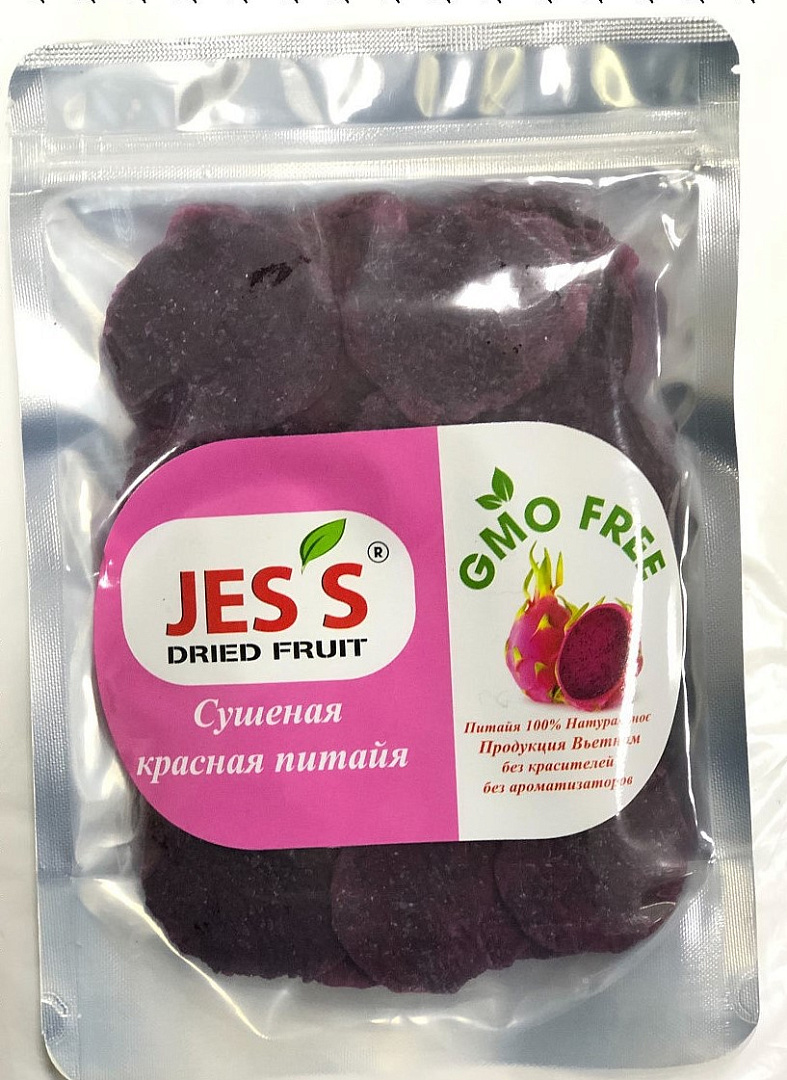 Питайя красная сушеная JESS пачка, 500 г, фрукты, сладости, снеки