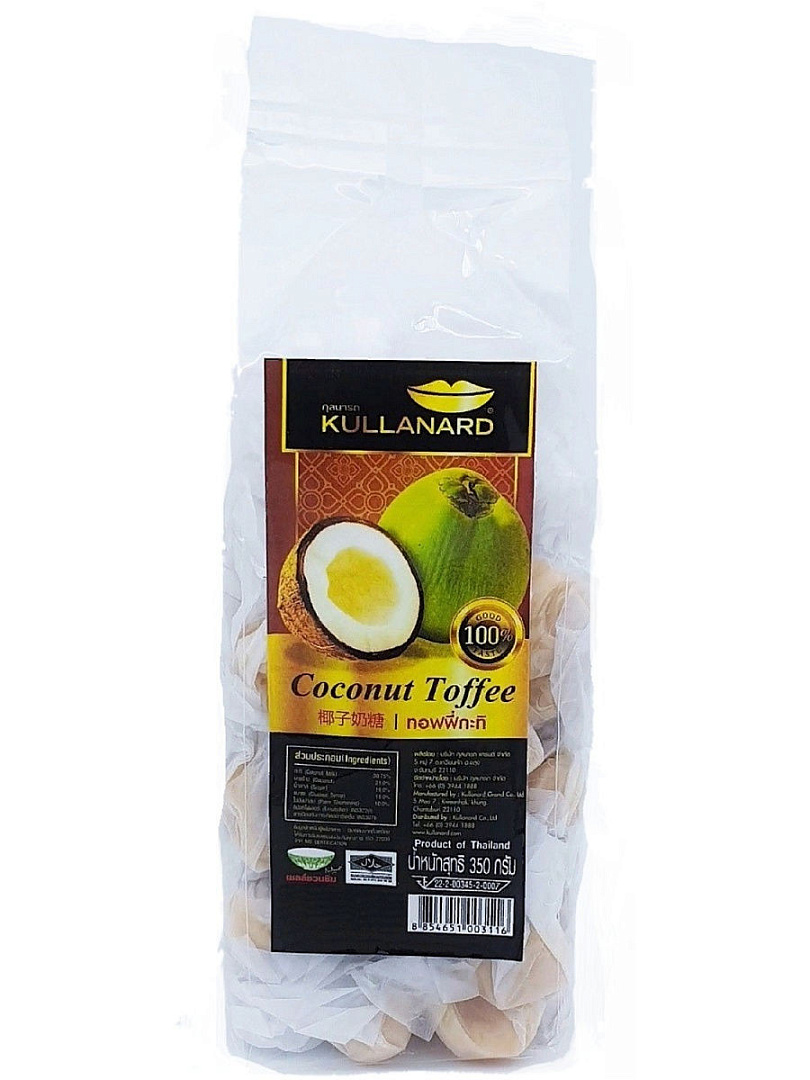 Ириски тоффи с натуральным кокосом Kullanard, 350г, фрукты, сладости, снеки