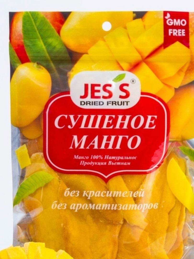 Манго сушеное JESS пачка, 500 г, фрукты, сладости, снеки